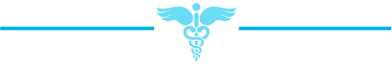 Light blue line with medical symbol.